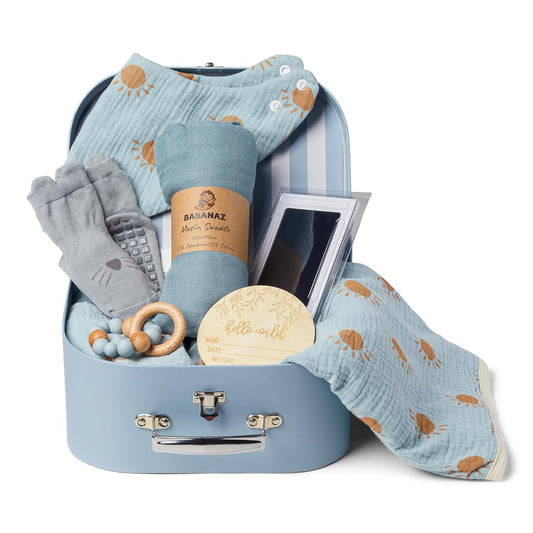 Baby Gift Set Boy - Newborn Shower Gift Basket with Essentials