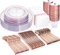 Rose Gold Dinnerware Set 350Pcs - Elegant Disposable Party Kit