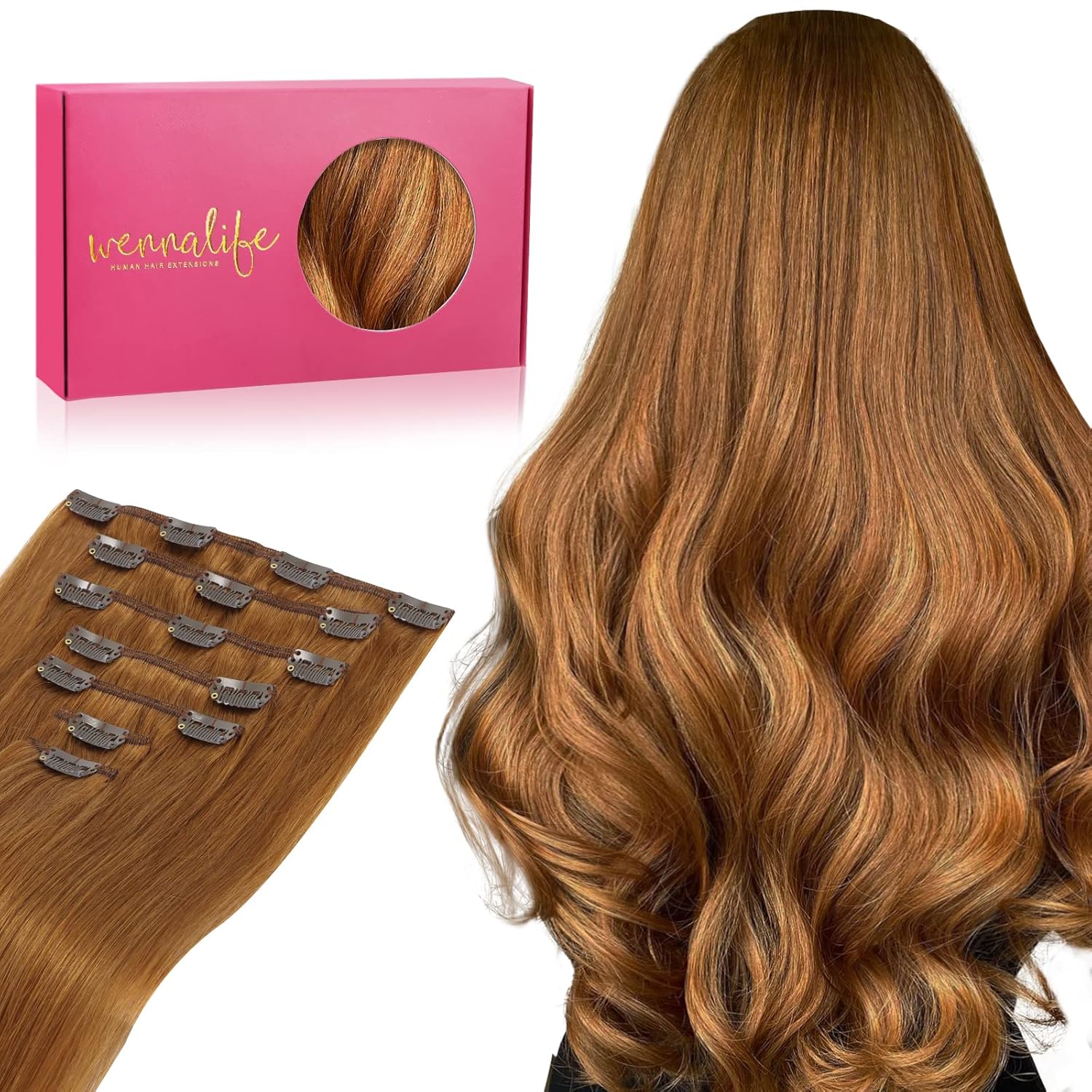 WENNALIFE Clip in Hair Extensions Real Human Hair for Volume