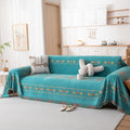 Teal Green Jacquard Chenille Couch Cover 71x118 - Loveseat Protector