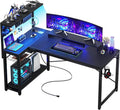 Homieasy Small Gaming Desk with LED Light and Power Outlets