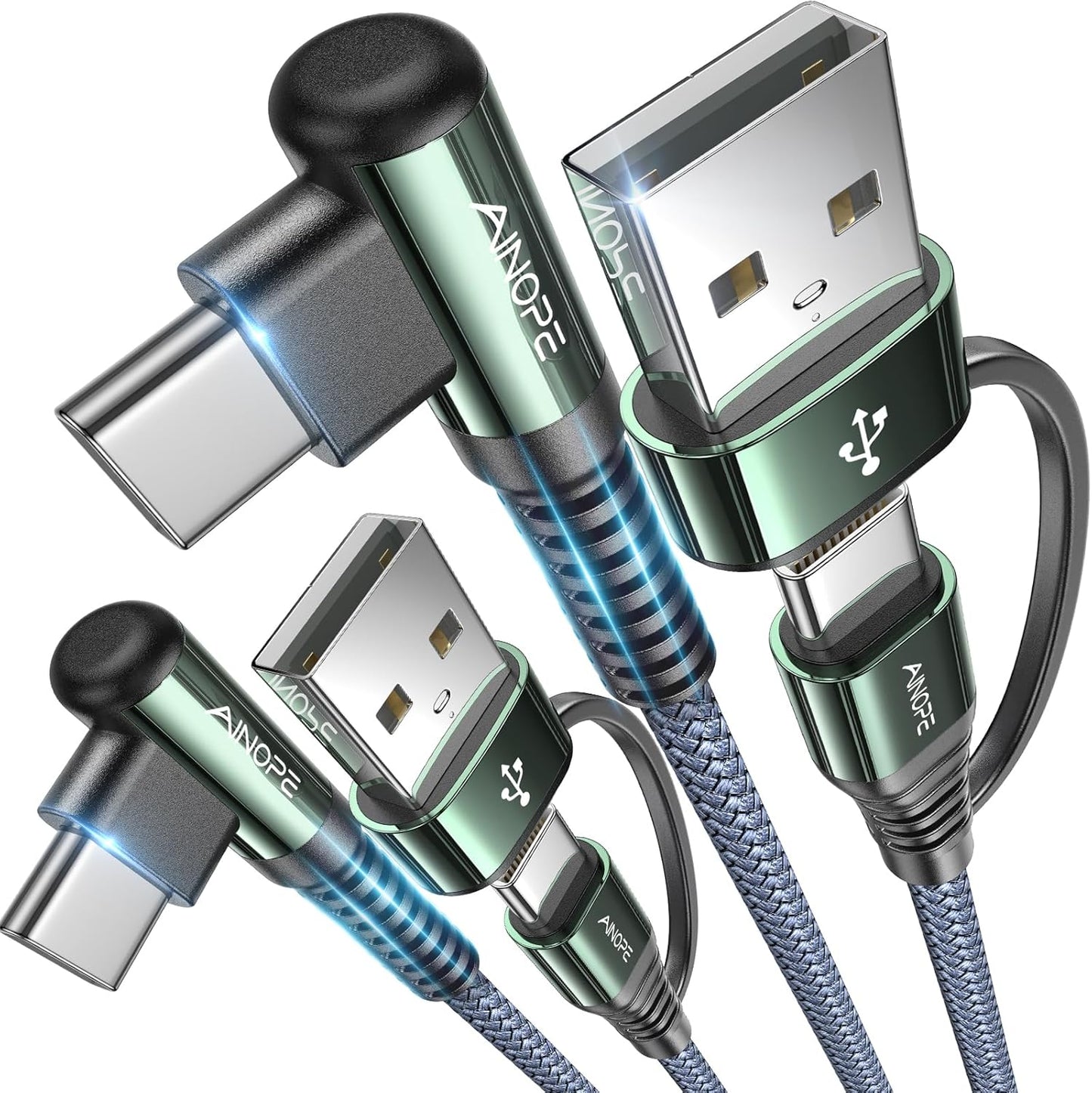 AINOPE 6.6FT Right Angle USB C Cable: 60W Fast Charging