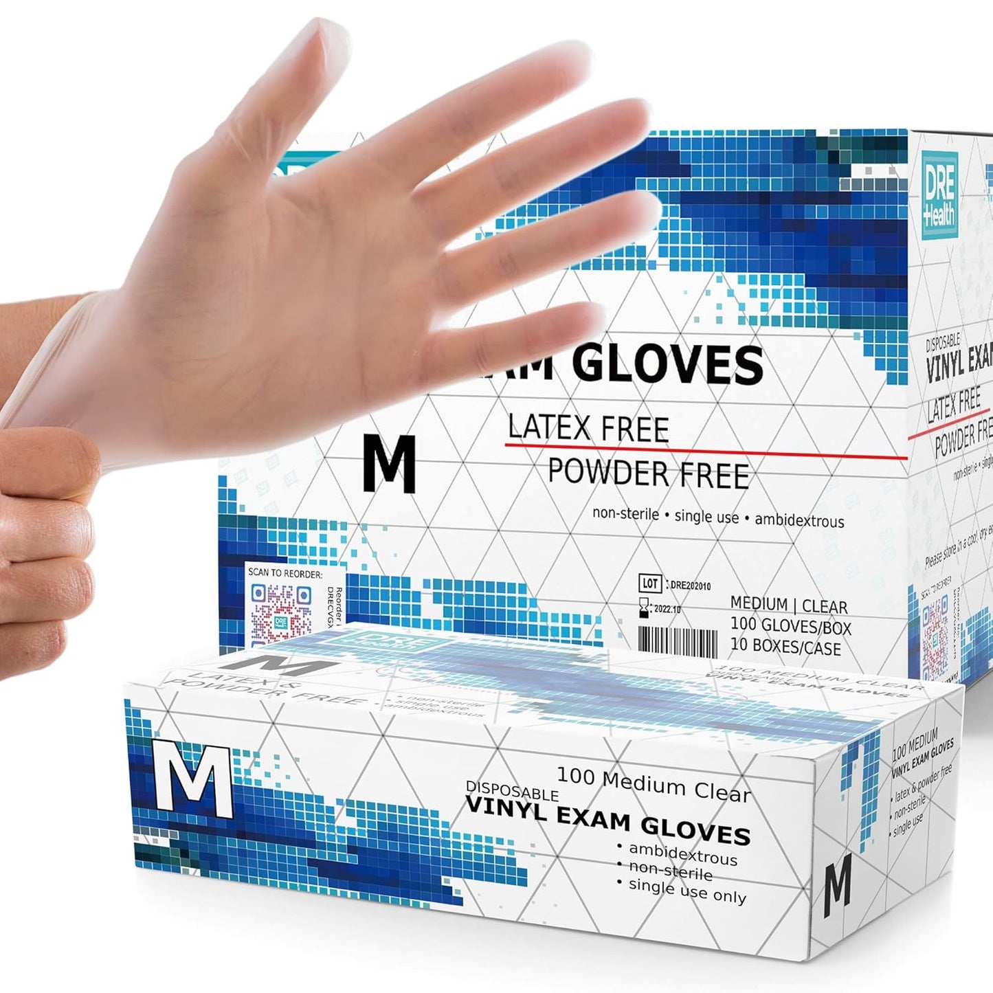 Powder Free Disposable Gloves Medium - 1000 Count Clear Vinyl