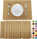 Bamboo Placemats Set of 6 Non-Slip Waterproof Table Mats