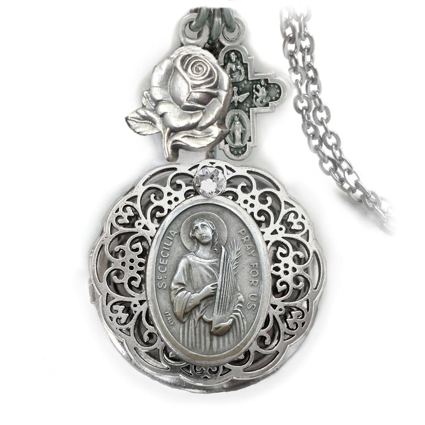 St. Cecilia Locket Necklace for Musicians and Music Lovers