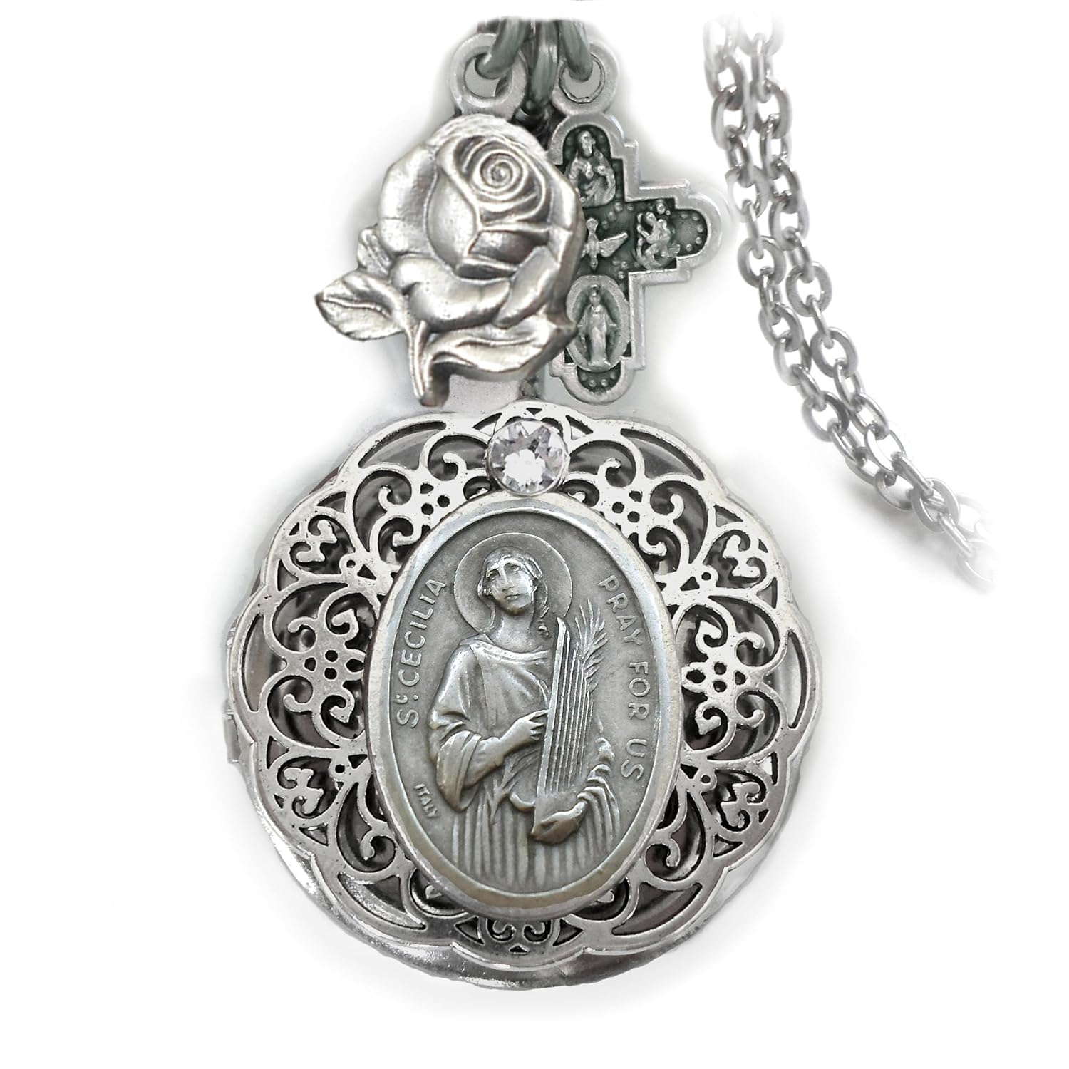 St. Cecilia Locket Necklace for Musicians and Music Lovers
