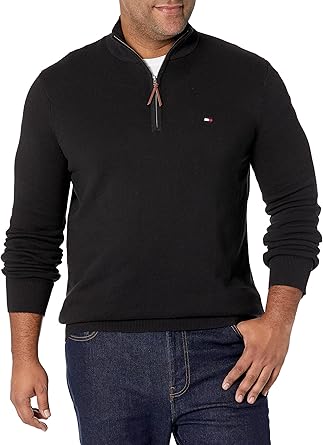 Tommy Hilfiger Men's Long Sleeve Cotton Quarter Zip Pullover Sweater