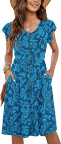 Women Summer Sleeveless Midi Dress with Pockets - Soft Stretch Fabric