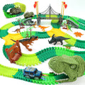Dinosaur World Race Track Toys - 216pc Flexible Dino Road Set