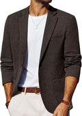 Mens Linen-Texture Blazer One Button Sport Coat for Summer