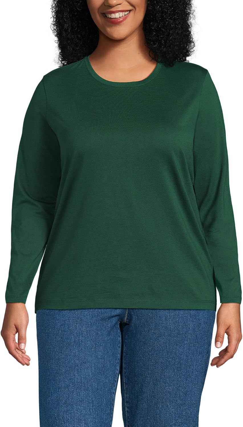 Relaxed Supima Cotton Long Sleeve Crew Neck T-Shirt for Women