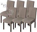 Waterproof Chair Covers for Dining Room 6 Pack - Taupe, Stretch Fit