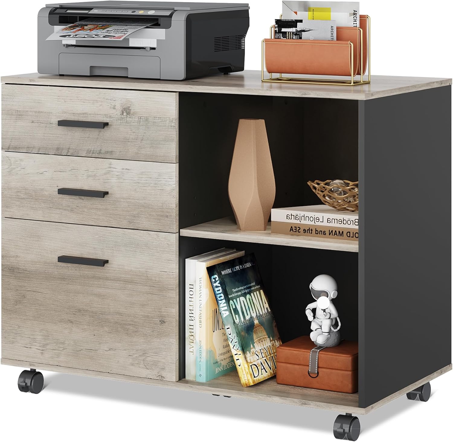 DEVAISE 3 Drawer Mobile File Cabinet for Home Office Storage