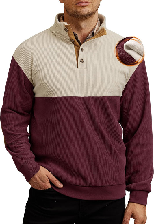 Mens Corduroy Fleece-Lined Sweatshirts for Winter Fashion