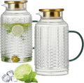 Glass Pitcher with Lid 2 PACK 68 oz Vintage Borosilicate - Heat