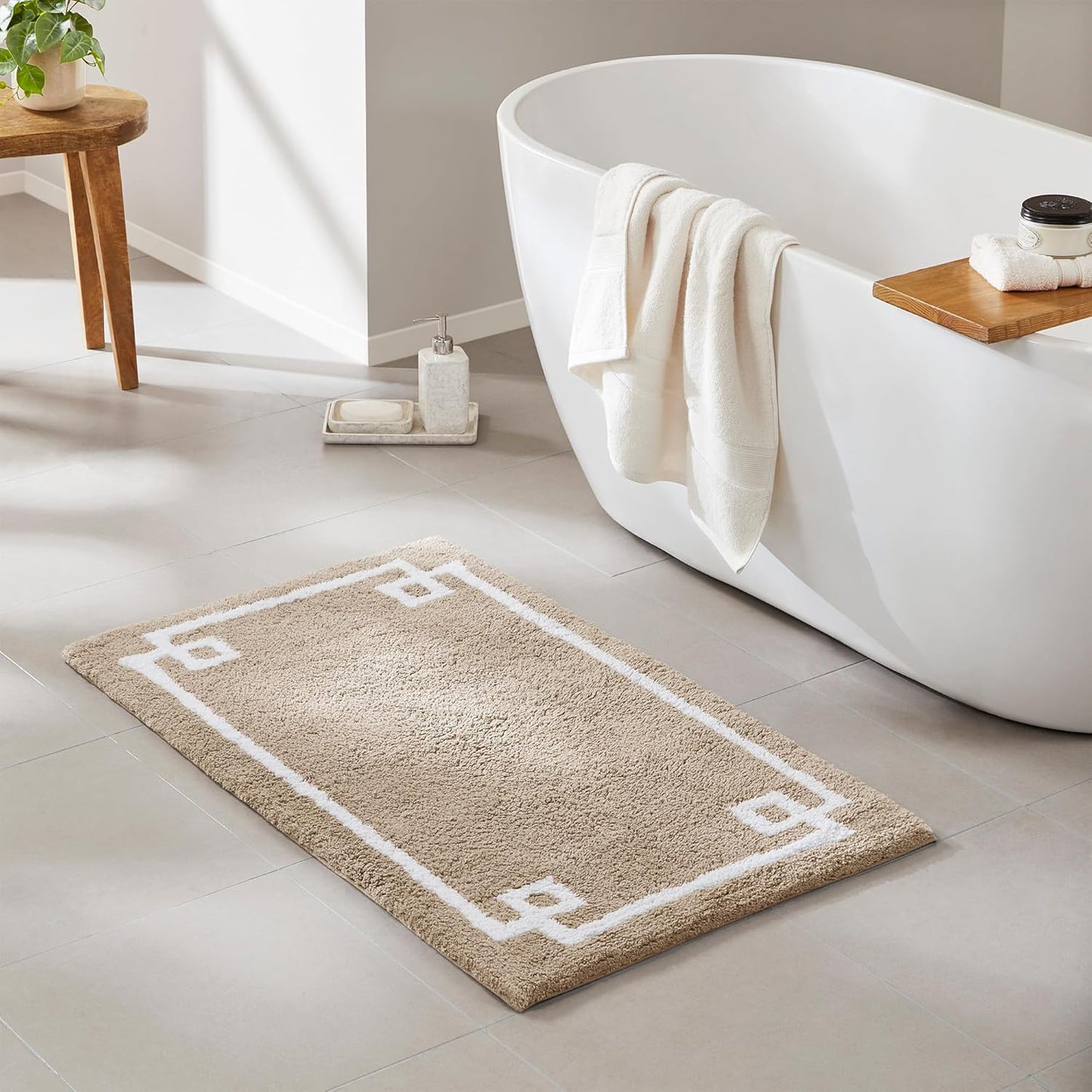 Madison Park Evan 100% Cotton Bathroom Rug with Non Slip Backing