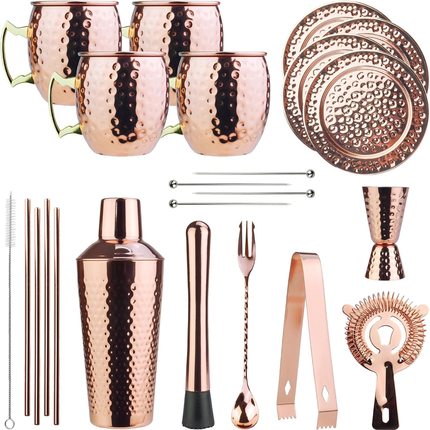 Moscow Mule Barware Set - 23pc Copper Plated Stainless Steel