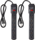 Surge Protector Power Strip 6-Outlet, 2-Pack - Compact Protection