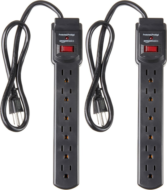 2-Pack  Basics Power Strip with 200J Protection