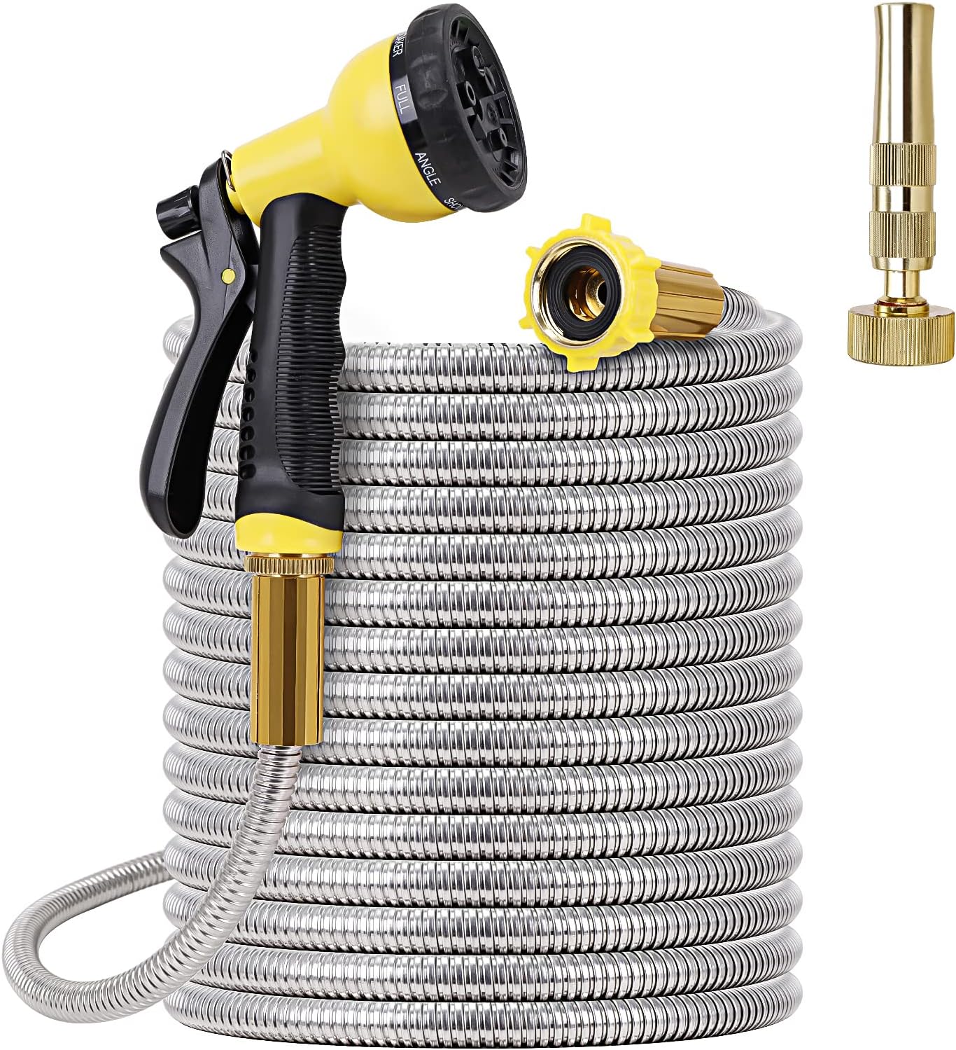 100FT Stainless Steel Garden Hose - Lightweight & Kink Free!