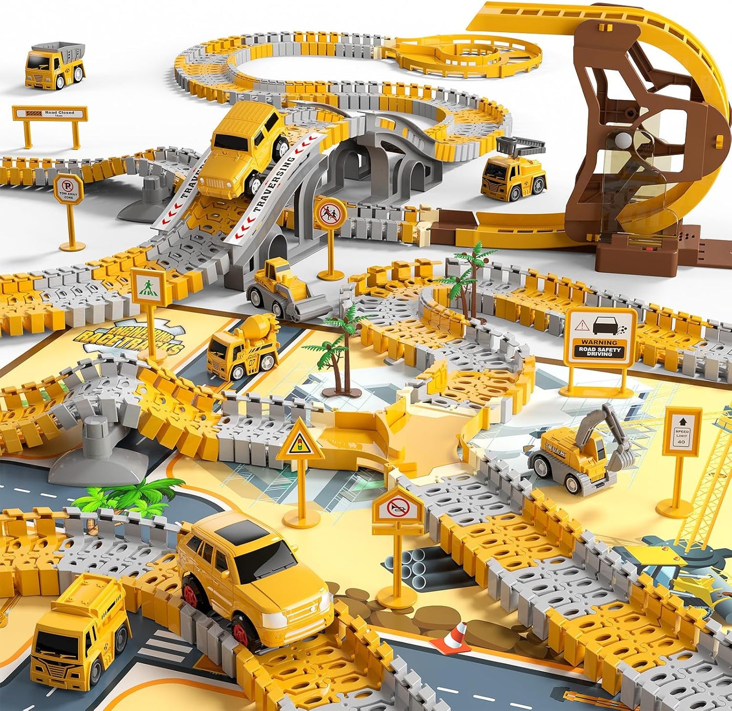 iHaHa 302 PCS Construction Race Tracks for Kids Fun