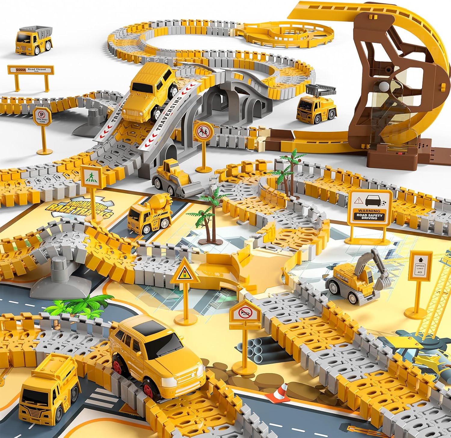 iHaHa 302 PCS Construction Race Tracks for Kids Fun