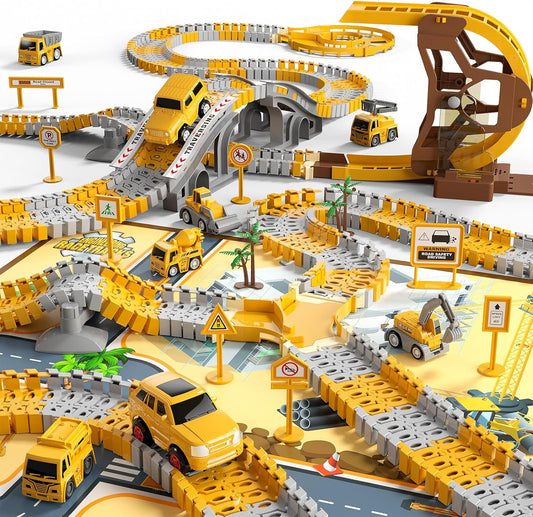 iHaHa 302 PCS Construction Race Tracks for Kids Fun