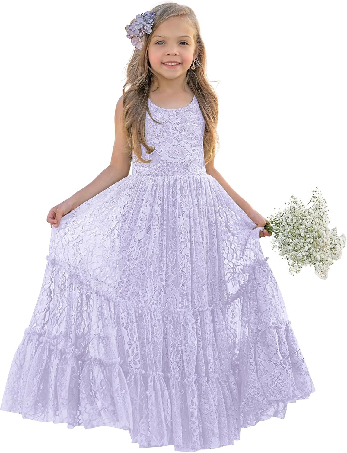 Flower Girl Dress Lace Boho Toddler Dresses for Special Events