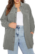 Eytino Plus Size Corduroy Shacket Jacket - Comfortable Layering