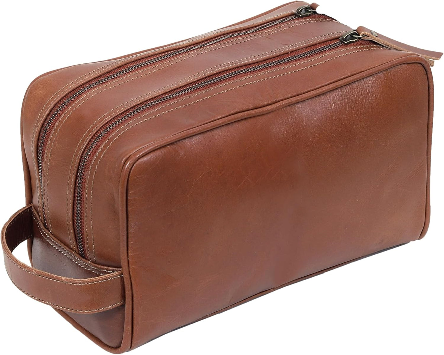 VC VINTAGE COUTURE Leather Toiletry Bag for Men - Extra Large