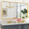 Keonjinn Gold 60 x 36 in Brushed Gold Metal Framed Rectangular Wall