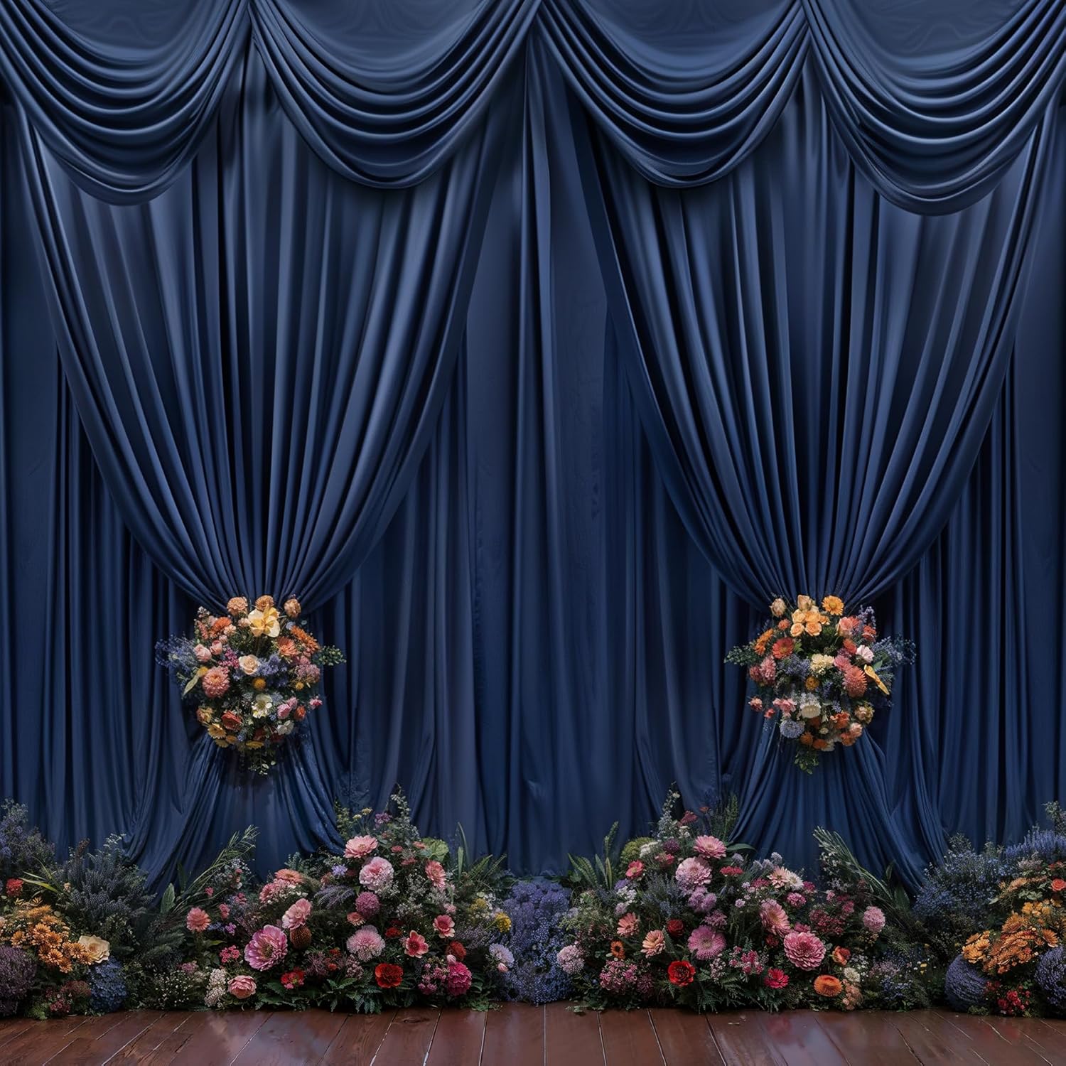 20ft x 10ft Wrinkle Free Navy Blue Backdrop Curtains for Events