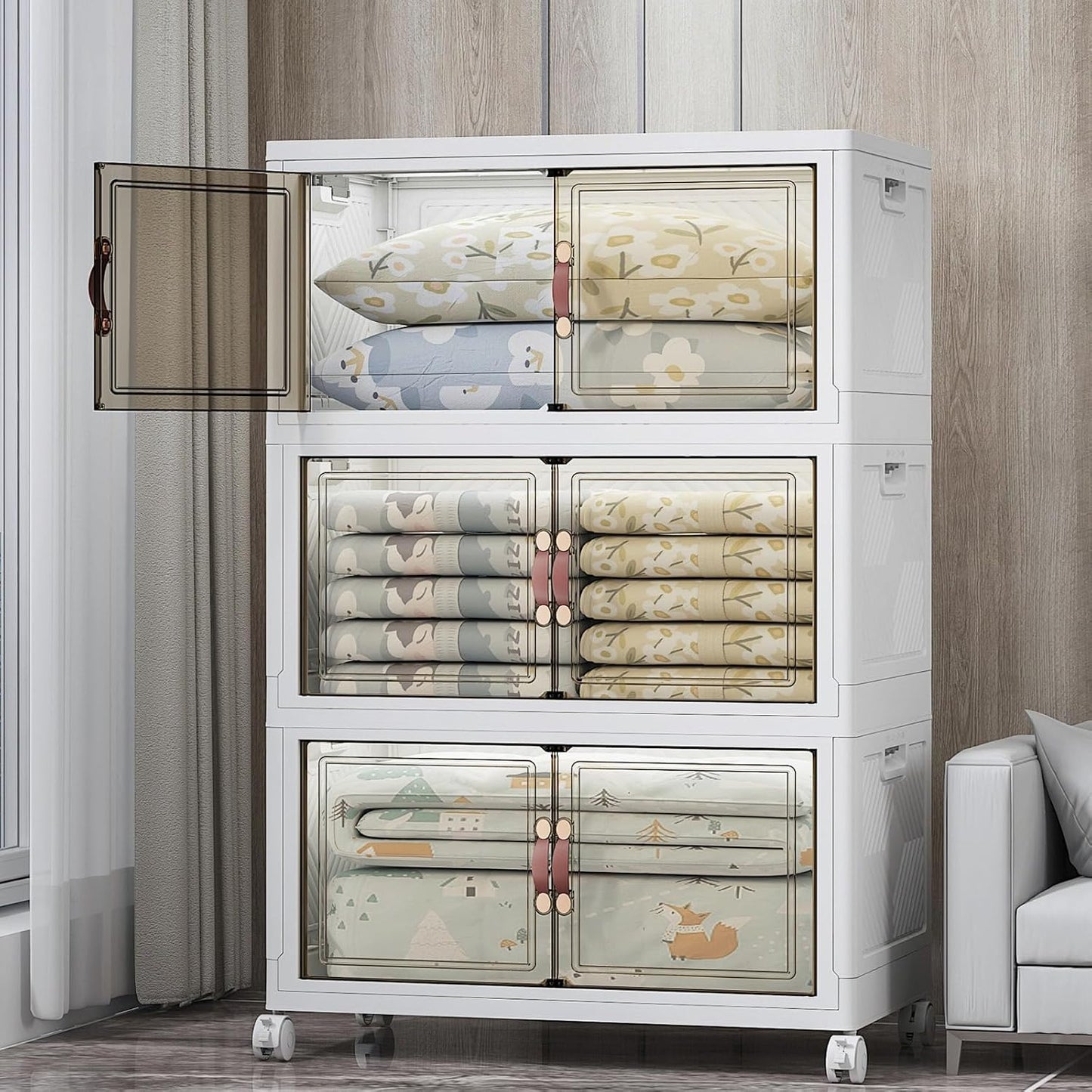Extra Large Stackable Storage Bins with Lids & Wheels for Home