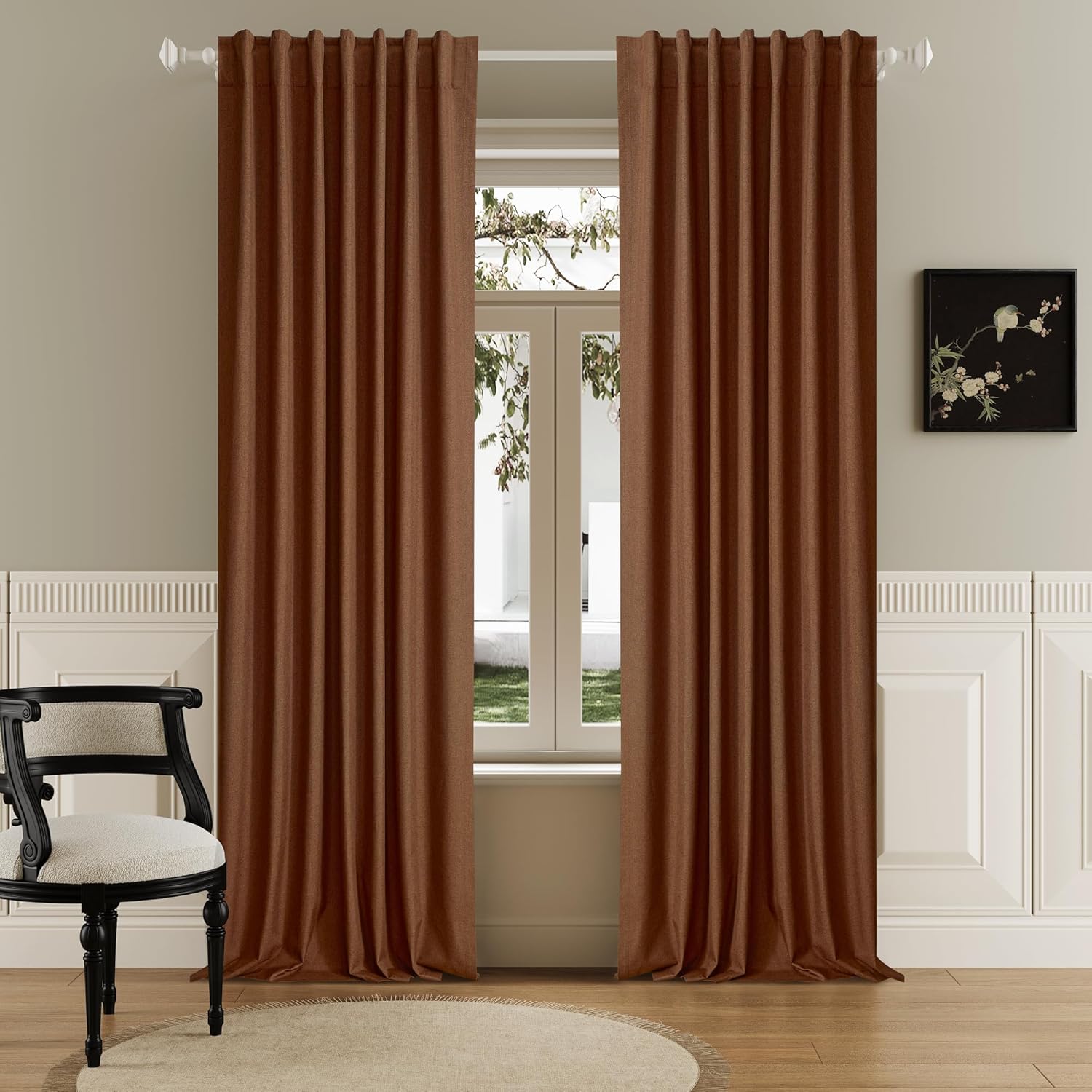 DUALIFE 96 Inch Terracotta Blackout Curtains for Complete Privacy