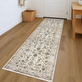 KILOCOCO Hallway Runner 2x7 Rug Runner - Soft Vintage Floral Beige
