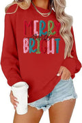 Merry Christmas Sweatshirts Women Merry And Bright Chenille Patch Top
