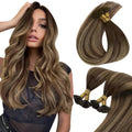 Sunny Hair U Tip Human Hair Extensions 16in Dark Brown Balayage