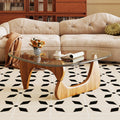 Coffee Table for Living Room Mid Century Modern Glass Top - Compact