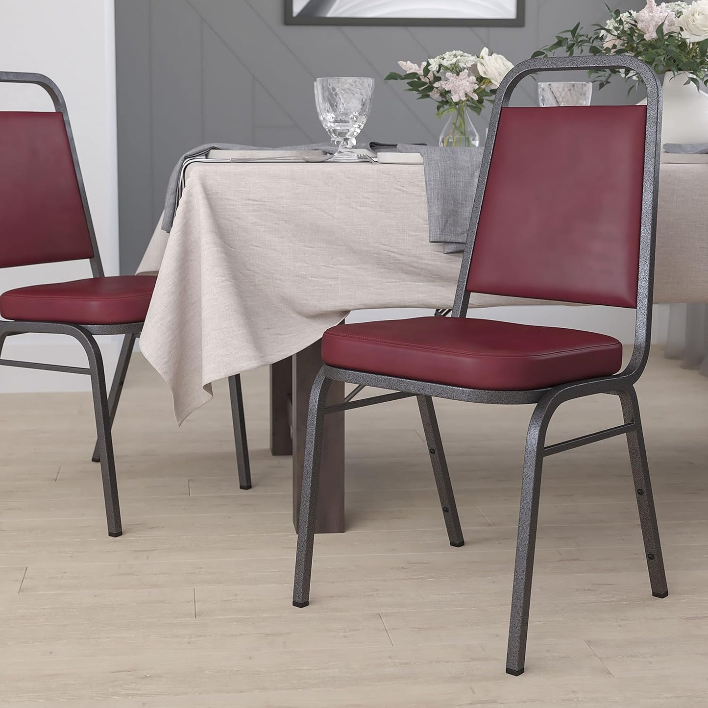 Trapezoidal Back Vinyl Stackable Banquet Chair for Events