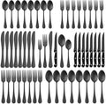 E-far 48-Piece Matte Black Silverware Set for 8 - Durable Everyday