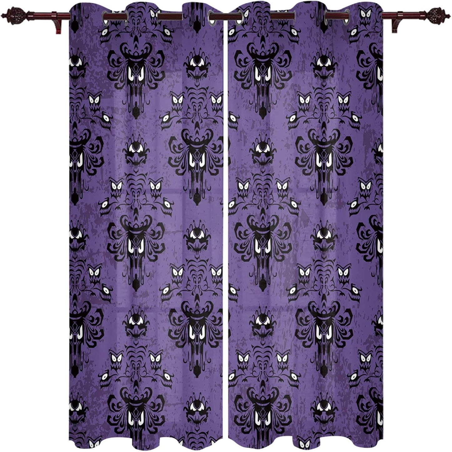 Spooky Mansion Window Curtains - Set of 2 Panels, 104 W x 52 L