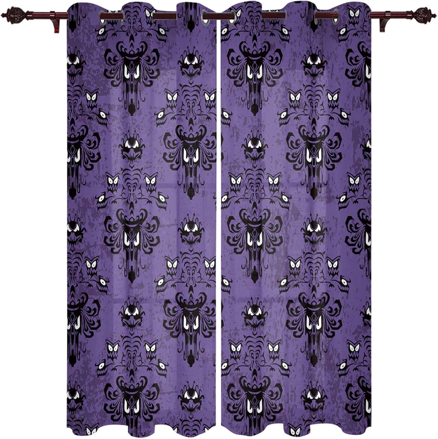 Spooky Mansion Window Curtains - Set of 2 Panels, 104 W x 52 L