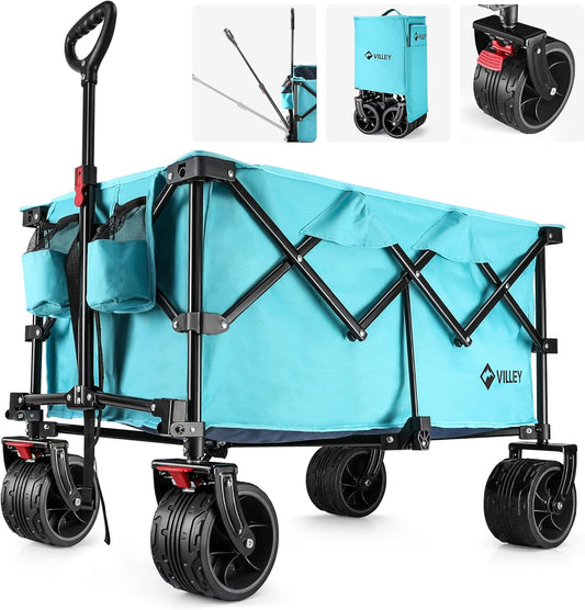 VILLEY Heavy Duty Beach Wagon Cart - 225lbs Capacity