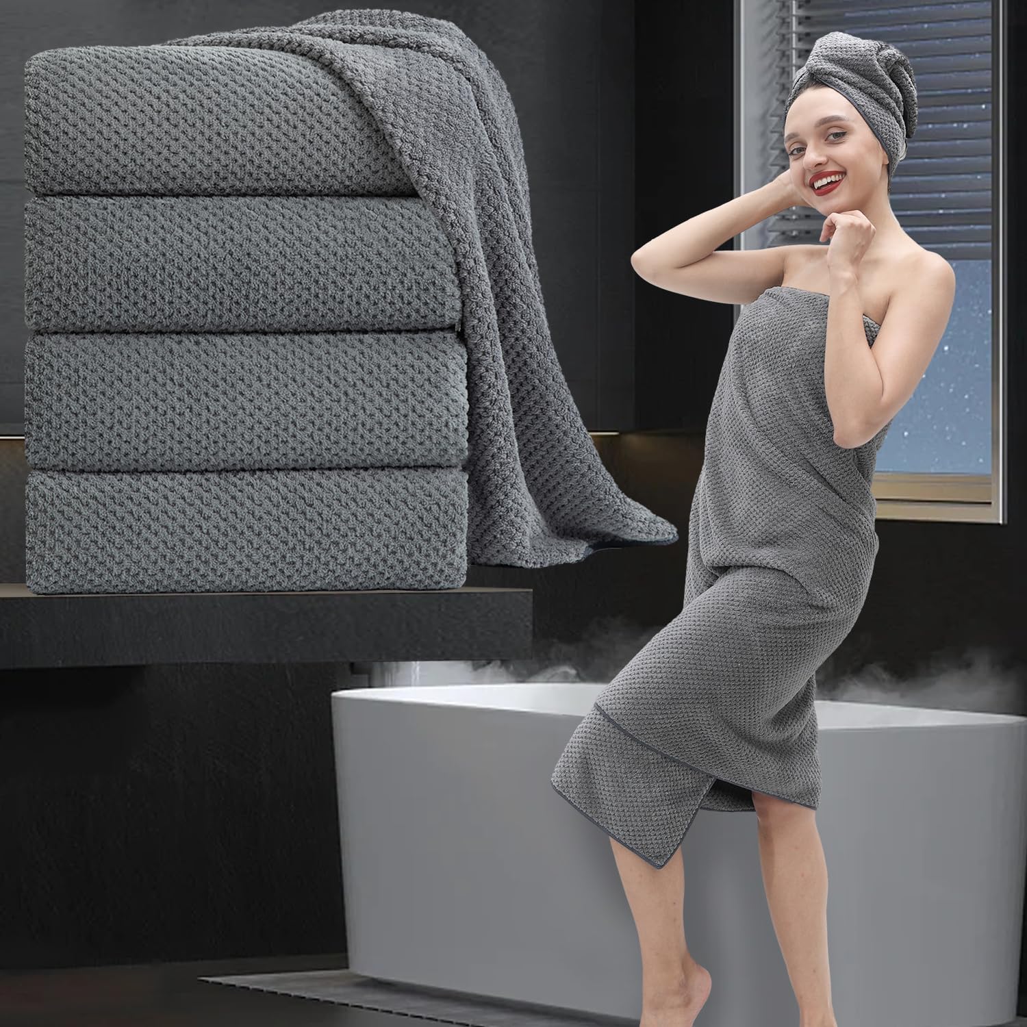 Extra Large Bath Towel Set of 4 for Ultimate Comfort and Absorbency