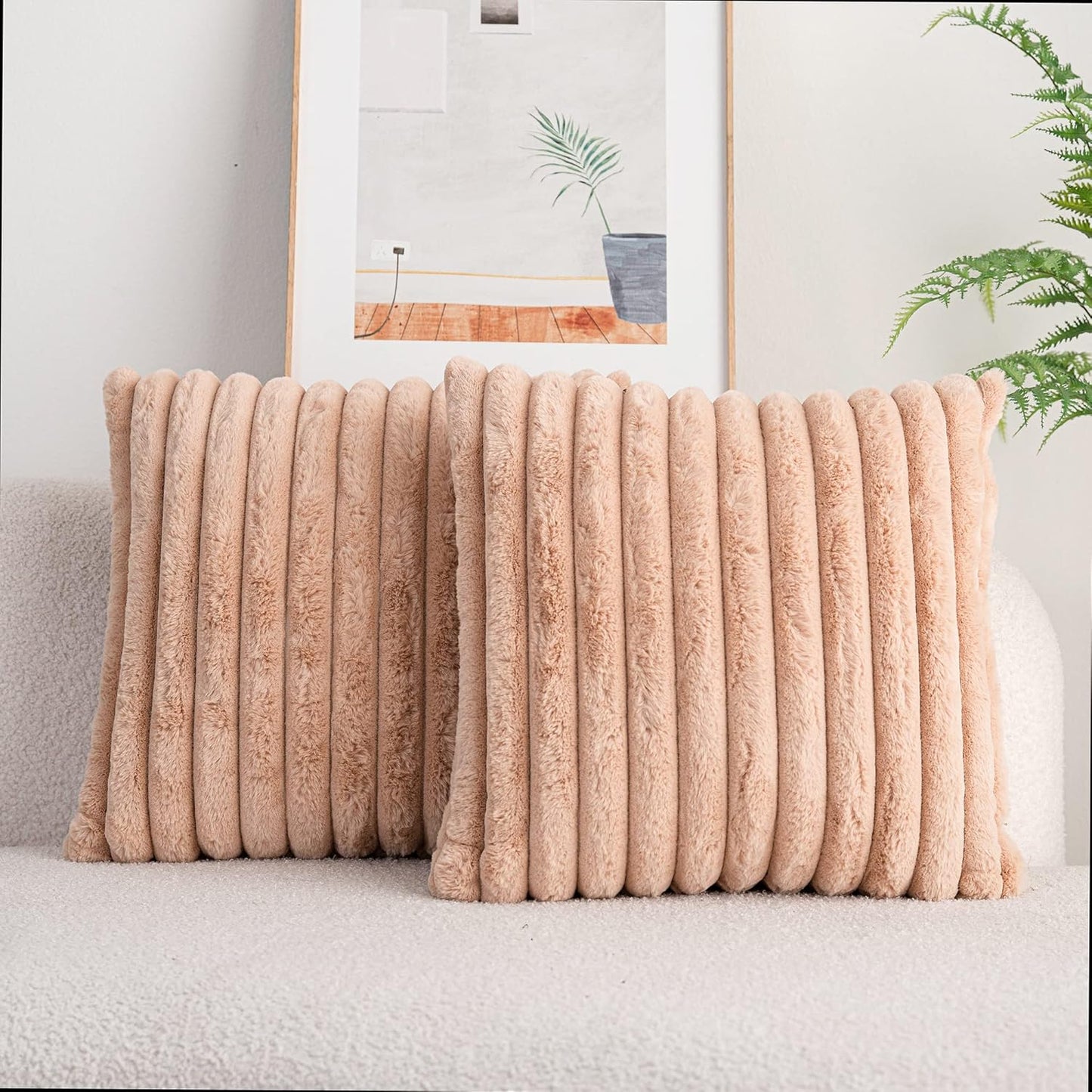 Double-Sided Faux Fur Plush Decorative Throw Pillow Covers