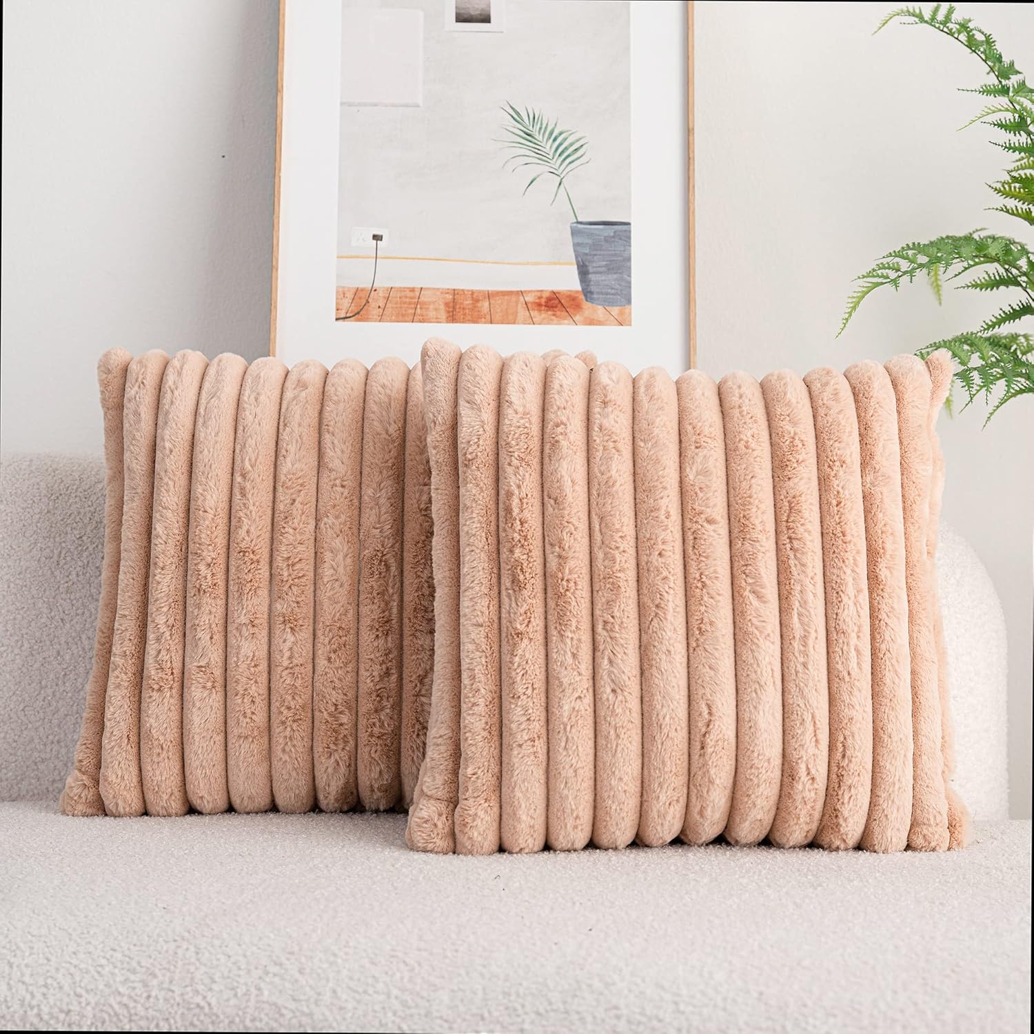 Double-Sided Faux Fur Plush Decorative Throw Pillow Covers
