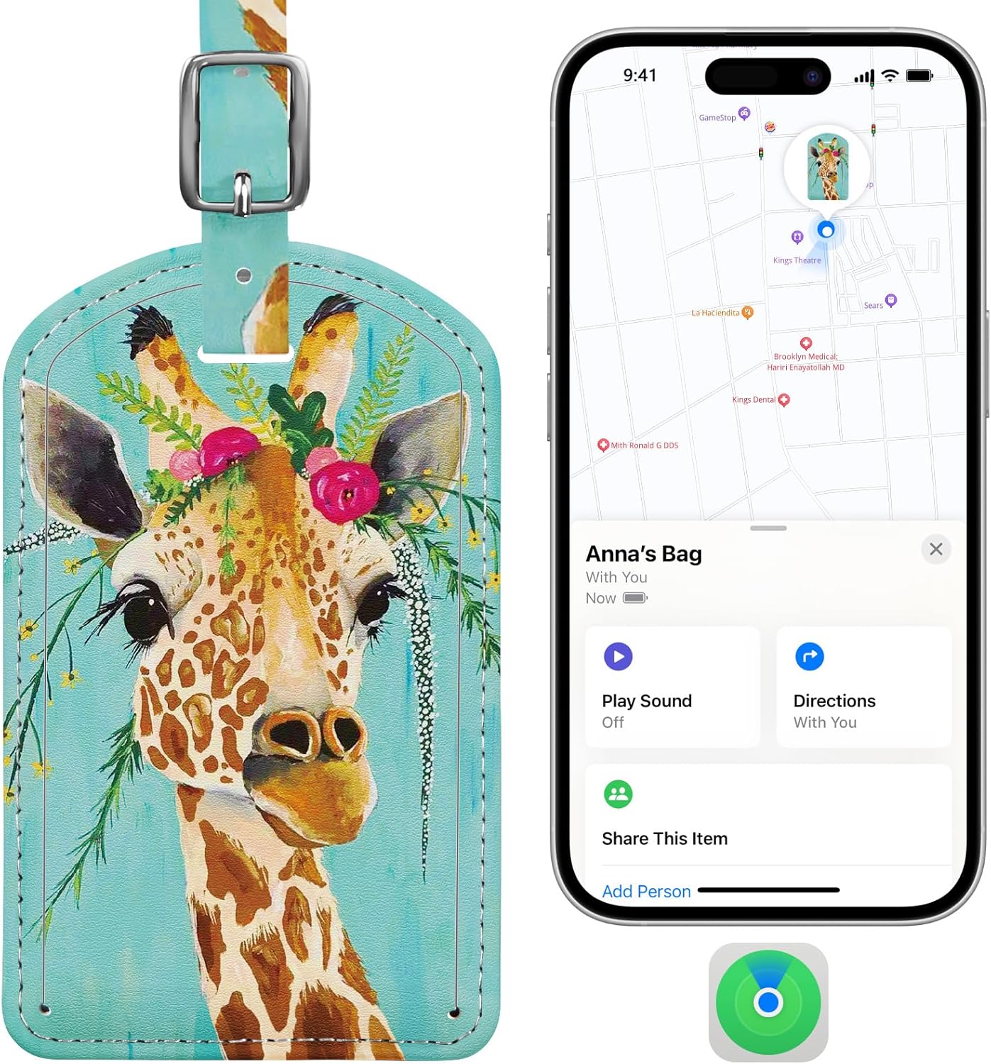 Luxury Leather Luggage Tags with Anti-Loss Tracker for Travel