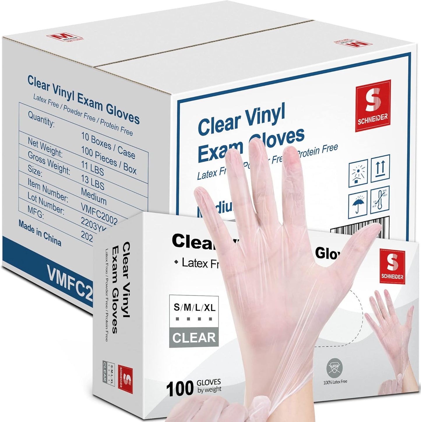 Clear Vinyl Exam Gloves - Latex-Free Disposable Medical Gloves