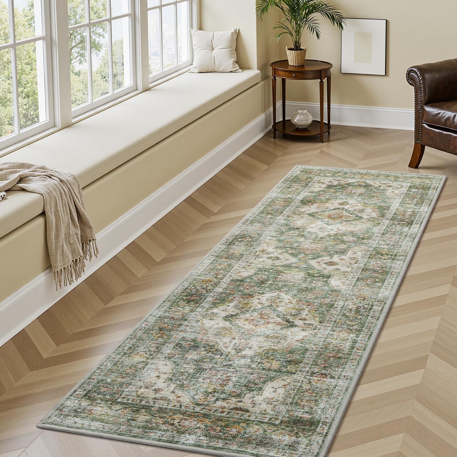 AMOAMI 2X6 Runner Rug - Soft Non Slip Vintage Hallway Rug