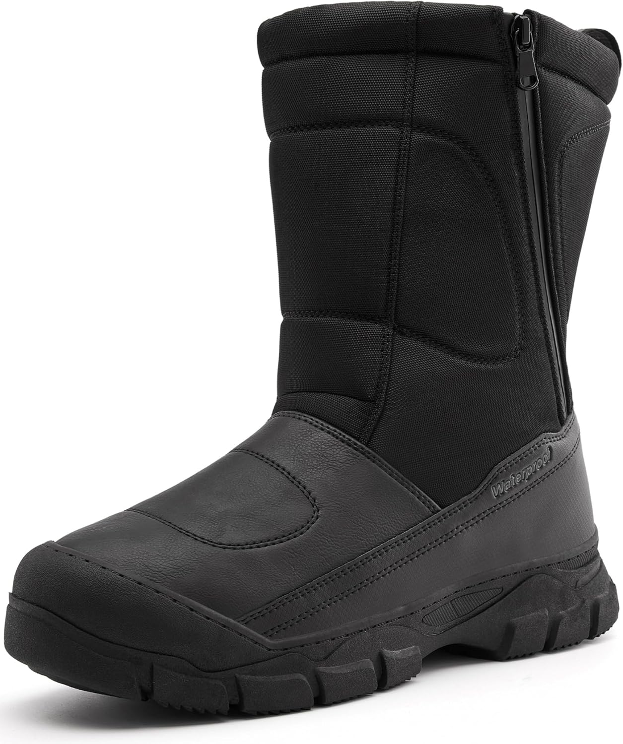 Mens Snow Boots Waterproof Warm Insulated Zipper Closure Shoes